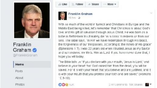 Franklin Graham: Natal adalah Tentang Kasih Allah