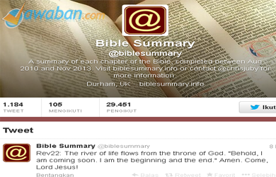 Pria Inggris Posting 1184 Ringkasan Seluruh Bab Alkitab  di Twitter