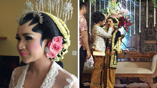 Pengantin Wanita Ini Cuma Gandeng Keris Jadi Pasangan di Resepsi Nikah