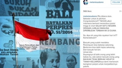 Melanie Subono Pertanyakan Makna Kemerdekaan Indonesia