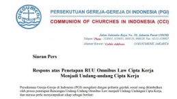 Responi Penetapan RUU Omnibus Law, PGI Pandang Situasinya Tidak Tepat & Kecam Demo Anarkis